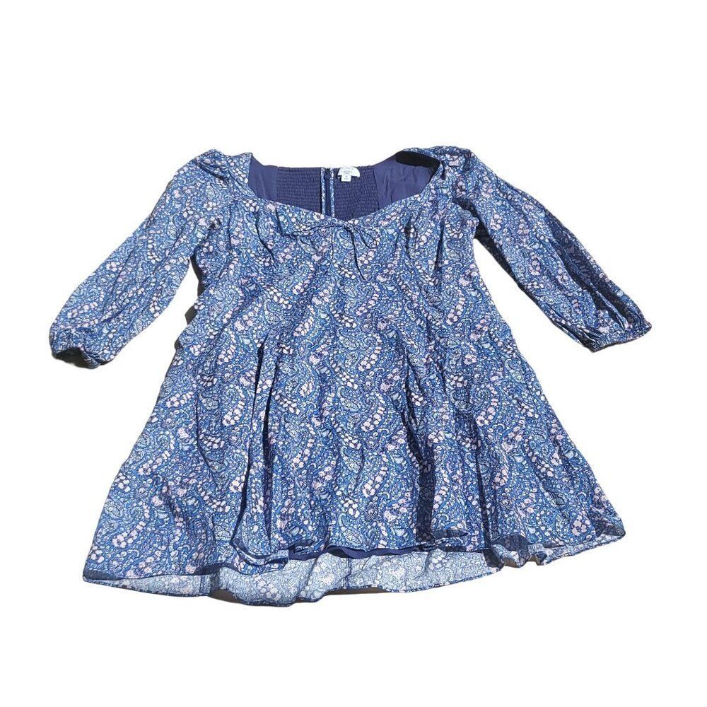 J. Crew Navy Blue Paisley Mini Dress with Pink Detail - Picture 4 of 12